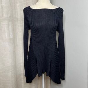 Matthildur 100% Royal Alpaca Sweater Tunic Cable Knit Handmade Peru Blue SMALL